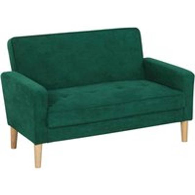 Homcom - 2 Seater Sofa, Velvet-Feel Upholstered Loveseat for Small Space, Green