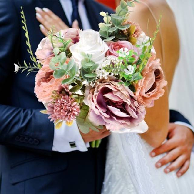 Wedding Bouquet For Bride, Artificial Flower Bouquet [purple&orange]