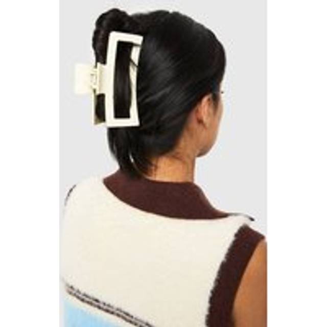 Womens Large Square Claw Clip - Cream - One Size