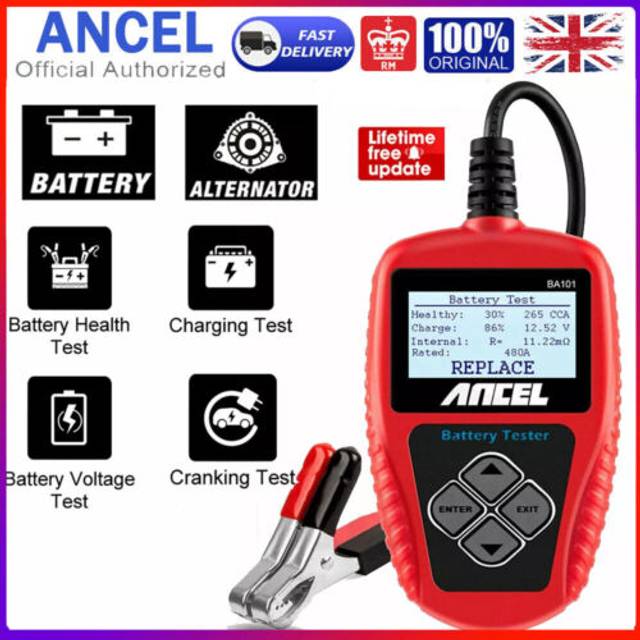 Ancel ba101 12v 100-2000 cca car auto load battery tester tool digital analyzer