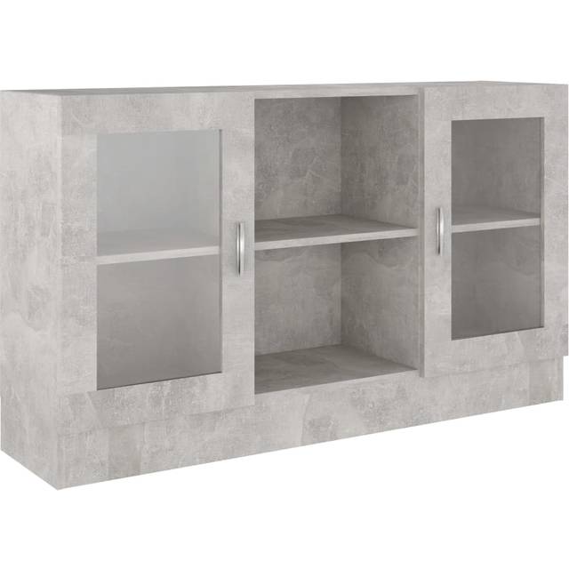 vidaXL Vitrine Cabinet Concrete Grey 120x30.5x70 cm Engineered Wood