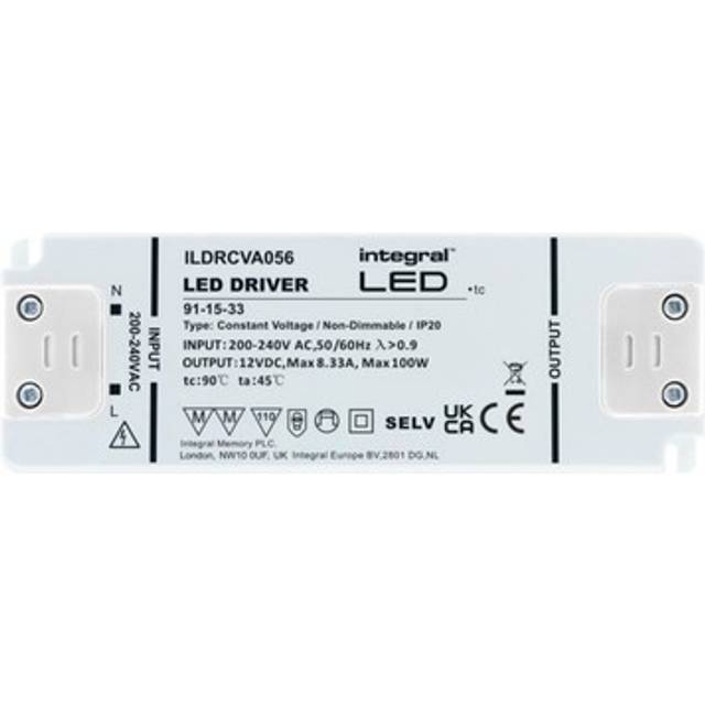 Integral Non-Dimmable 12V DC IP20 LED Strip Constant Voltage Driver 100W