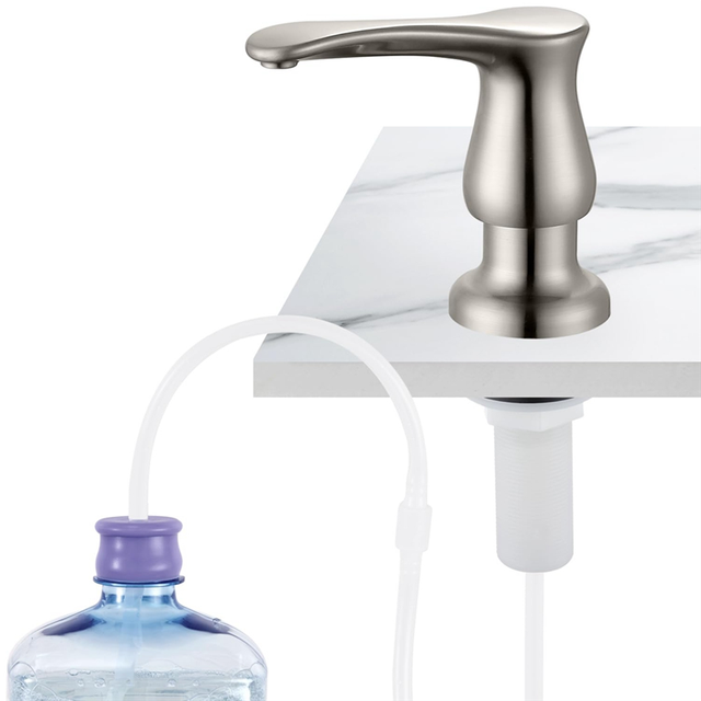 Kitchen Sink Soap Dispenser Brushed Nickel,Under-Sink with Silicone Extension Tube Kit