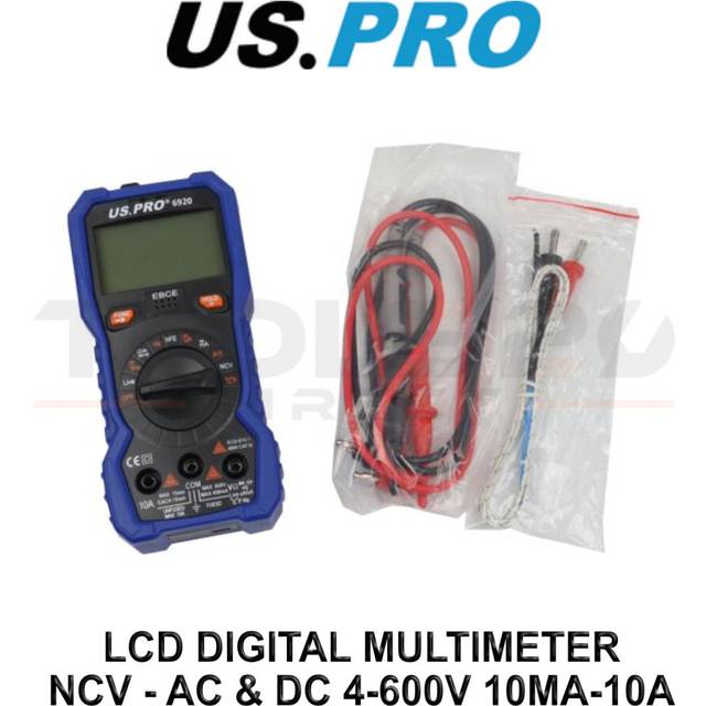 Us Pro Tools Lcd Digital Multimeter - Ncv - Ac & Dc 4-600v 10ma-10a 6920