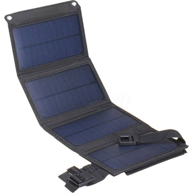 (Black 20W 5V) Waterproof 50W Foldable Solar Panel 5V USB Sunpower Solar Cell Bank Pack Mobile Phone Battery Charger for Outdoor Camping Hiking