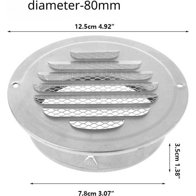 (80mm) Stainless Steel Exterior Wall Air Vent Grille Round Ducting Ventilation Grilles Air Vent