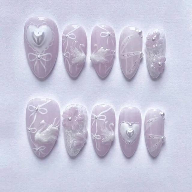 (JP3886) 24pcs Black Cat's Eye Press on Nails Finished Ins Wearable False Nail Sets Love Design Stick on Nails Stilettos Fake Nail Tips