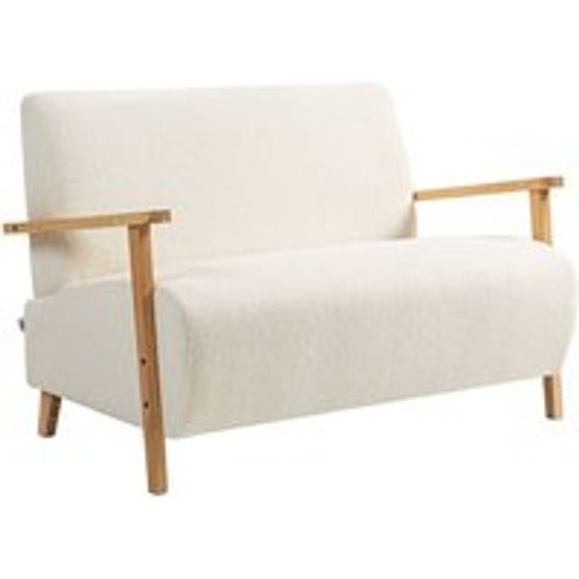 HOMCOM 2 Seater Sofa, Fabric Modern Loveseat for Living Room, Cream, Cream