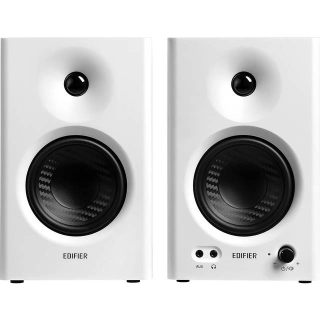 Edifier MR4 Drivna Studiomonitorer, 4" aktiva högtalare för monitoreringshögtalare med nära fält - Vit (par)