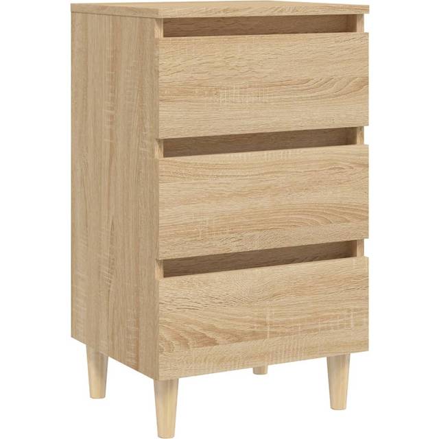 vidaXL Bed Cabinet with Solid Wood Legs Sonoma Oak 40x35x69 cm - Brown