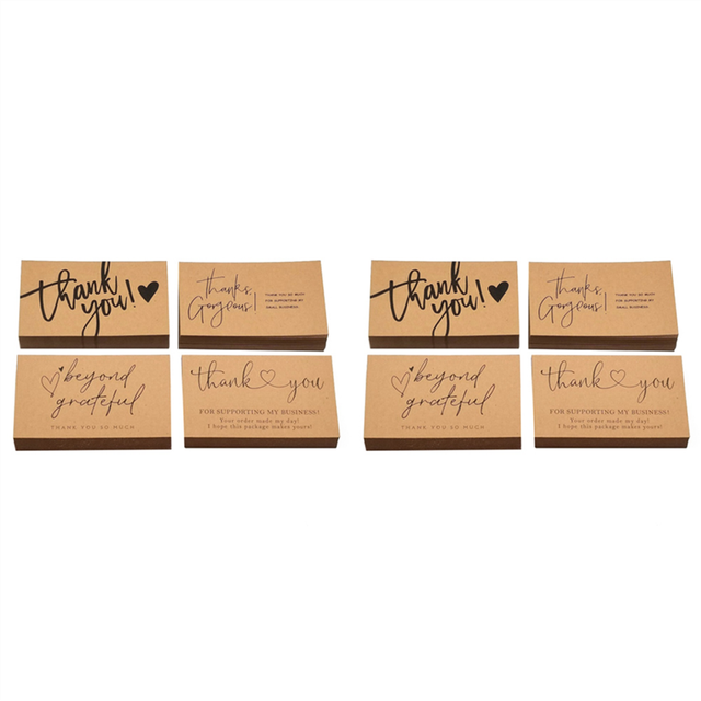 240 Pcs Exquisite Kraft Paper Thank You Cards ,for Small Business Appreciation Card Gift Decoration