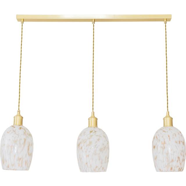 Valuelights India White Confetti Glass Shade 3 Drop Brushed Gold Ceiling Pendant Light