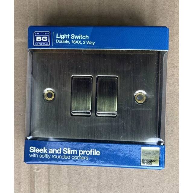 Bg Antique Brass 20A 2 Way 2 Gang Light Switch - One Size