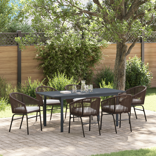 vidaXL Garden Dining Set Extendable Manual 7 pcs Brown Medium