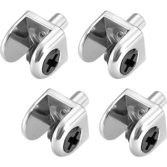 sourcingmap Glass Shelf Brackets - Adjustable Zinc Alloy Glass Clamp Clip Shaft Mount for 5-8mm Thick, Typ