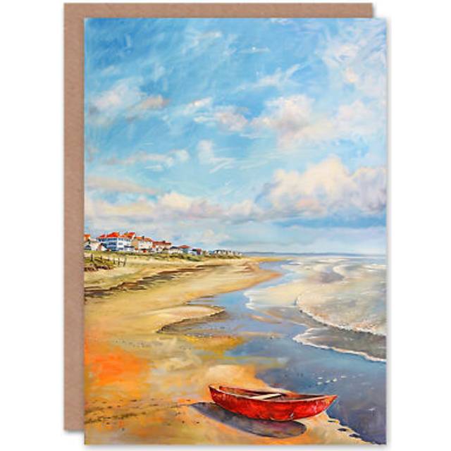 Greeting Card Seaton Carew County Durham Boat Seaside Painting Blank Birthday