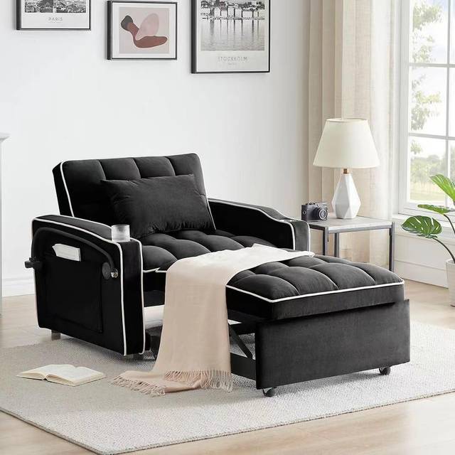 Kosy Koala Convertible Black Sofa Sleeper Chair