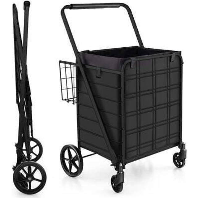 Folding Shopping Cart with Waterproof Liner-Black