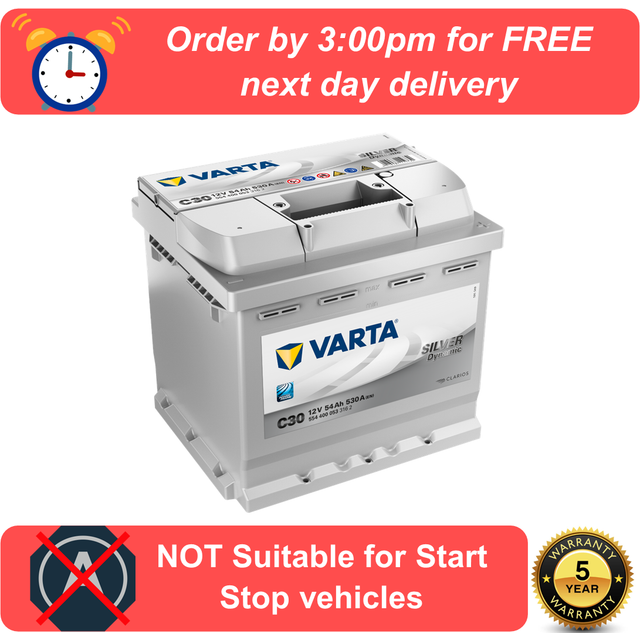Varta silver c30 battery 012 type toyota aygo 1.4 d-4d (2005-2015)