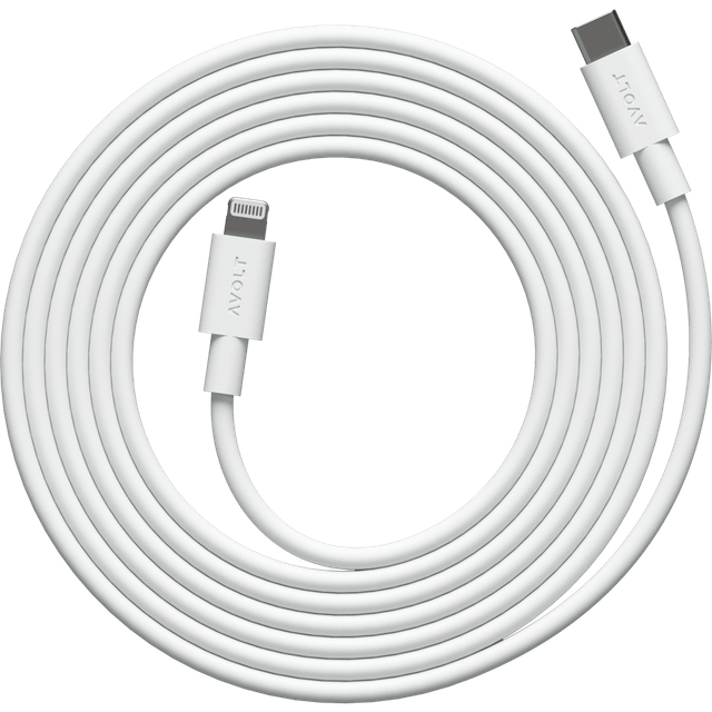 Avolt Cable 1 USB C till Lightning laddkabel 2m White Martinelli Luce Edition