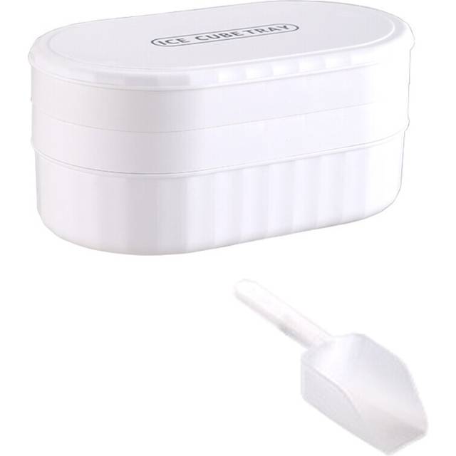 Double Layer 72 Compartment Ice-Cube Tray with Lid, Ice Scoop and Box, Easy Release Flexible Ice-Cube Mold