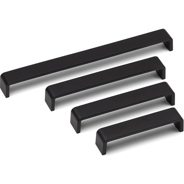 (128mm Handle) Matt Black Cupboard Handles Square D-Bar