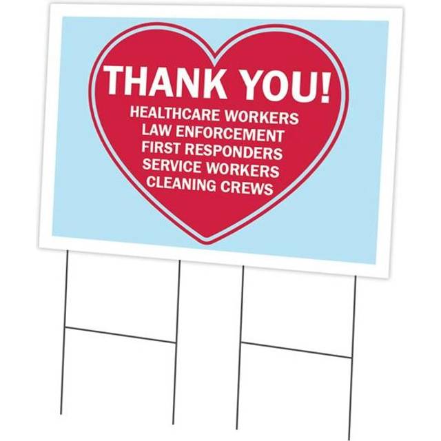 SignMission OS-NS-C-2436-DS-25341 24 x 36 in. Yard Sign & Stake - Thank You First Responders Cleaning Crews