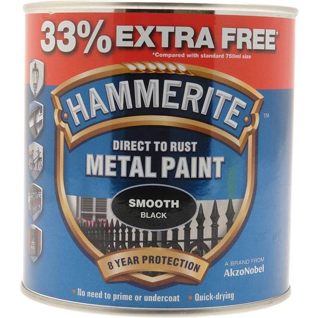 Hammerite 5158235 Metal Paint, Smooth Black, 1L