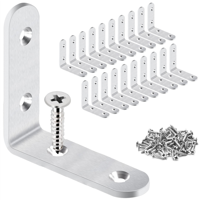 Angle Bracket, Thick L-Shape Bracket with Screw Connection for Wooden Table, Dressing 20PCS
