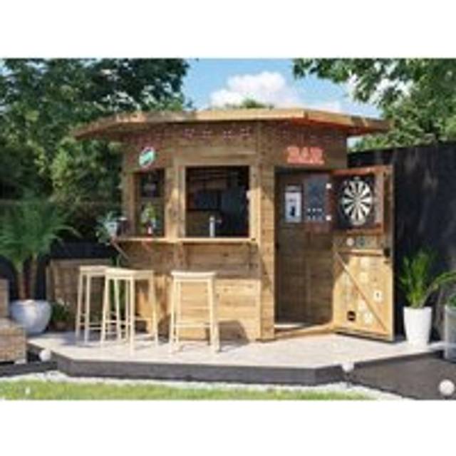 Dunster House Ltd. - Dunster House Outdoor Bar Shed 2.4m x 2.4m Pressure Treated The Corner Hangover Garden Bar iii