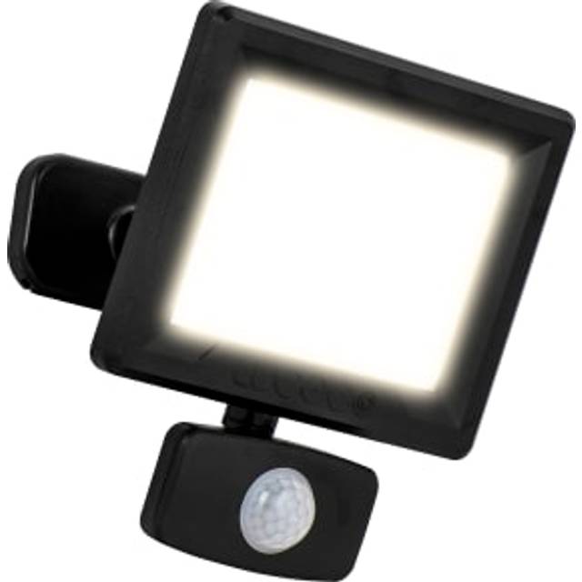 Luceco Essence 20W Pir Floodlight Ball Joint 1M Cable Pir Sensor Black, Black