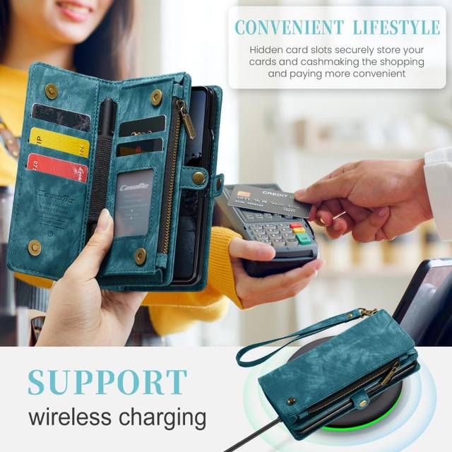For Samsung Galaxy Z Fold7 CaseMe 008 Detachable Multifunctional Leather Phone Case(Blue)