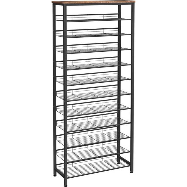 HOOBRO Shoe Rack Tall, Large Capacity Shoe Storage Organizer, 12-Tier Shoe Rack for 44-55 Pairs of Shoes, 75 x 28.5 x 194.5cm, Adjustable Metal