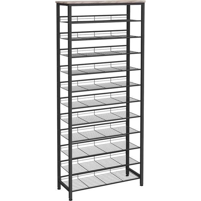 HOOBRO Tall Shoe Rack, Large Capacity Shoe Storage Organizer, 12-Tier Shoe Rack for 44-55 Pairs of Shoes, 75 x 28.5 x 194.5cm, Adjustable Metal