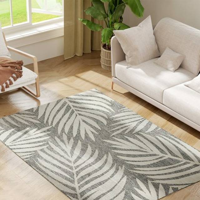 Homcom Easy-cleaning Machine Washable Rug For Indoor And Outdoor, Grey