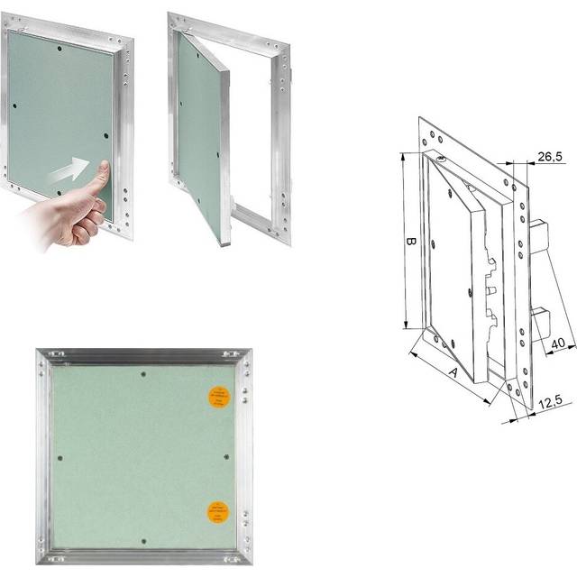 Plasterboard access panels revision door with aluminium frame inspection hatch