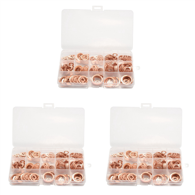 840Pcs Professional Assorted Copper Washer Gasket Set Flat Ring Seal Assortment Kit M5-M20 with Box for Hardware