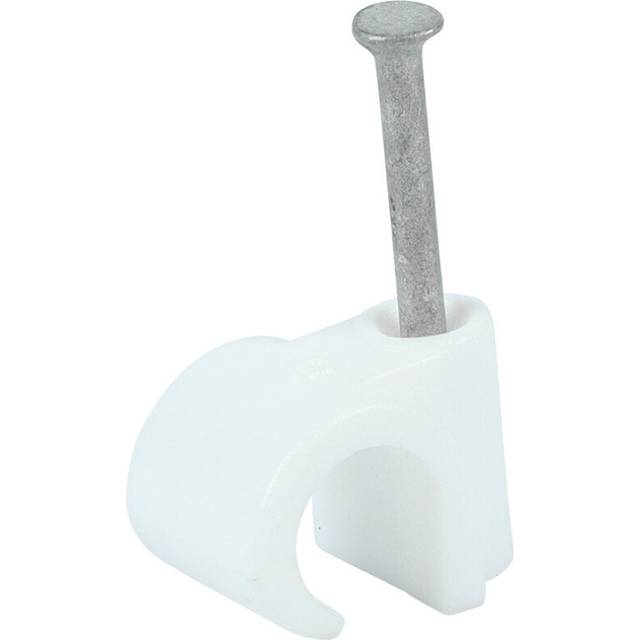 Timco Round Cable Clips White - To fit 9.0mm (100 Pack)