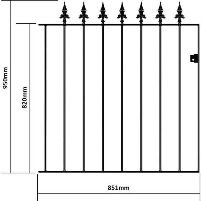 (914mm GAP X 950mm High Galvanised) Saxon Single Spear-Top Wrought Iron Gate