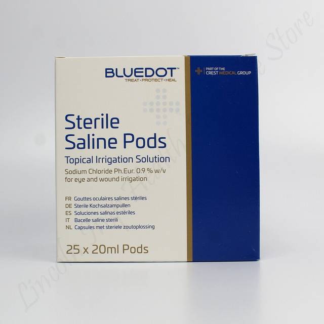 Sterile Saline Solution Eye Wound Eyewash Pods 25 x 20ml Boxed