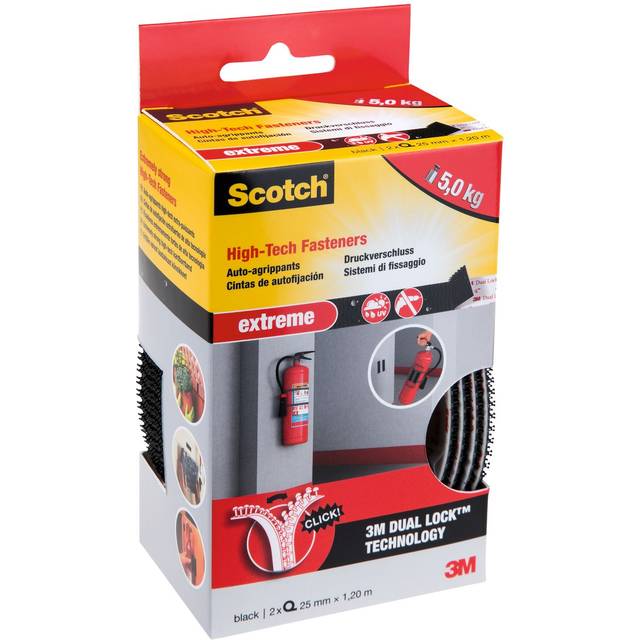 Kardborreband Scotch Extreme 25mmx1,2m svart