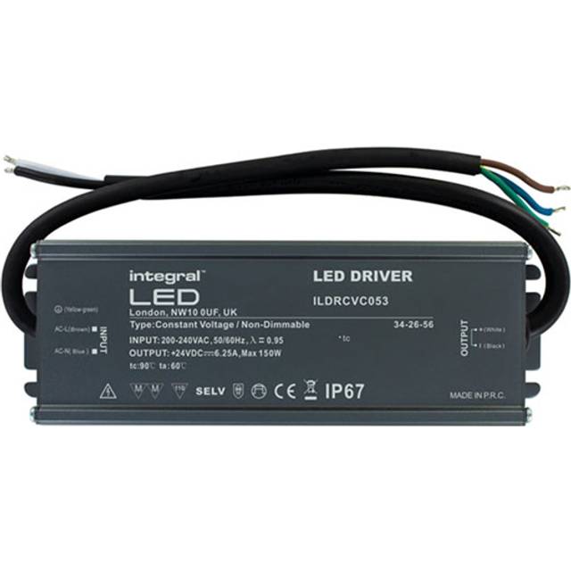 Integral IP67 Non-Dimmable 24V DC Constant Voltage Driver 150W