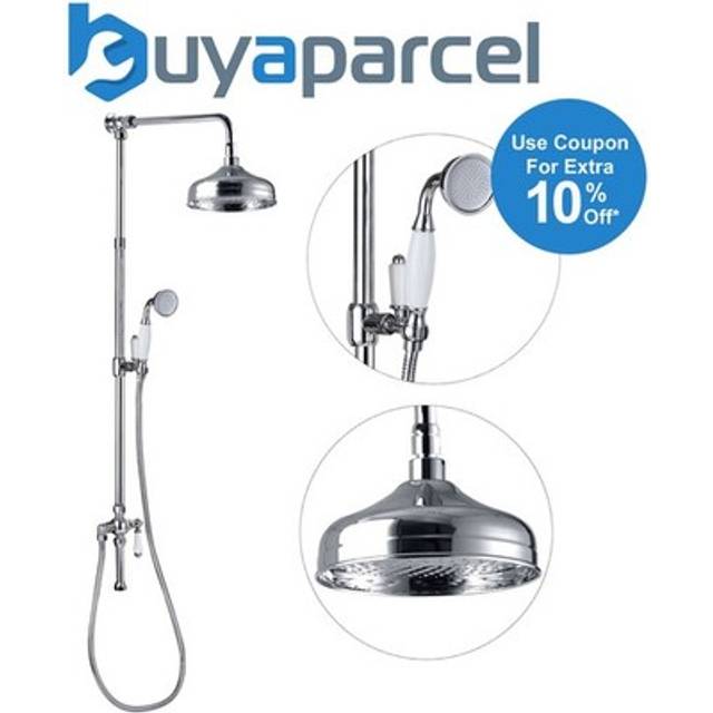 Buyaparcel - Victorian Traditional Shower Mixer Rigid Riser Kit Diverter Chrome Ceramic Lever