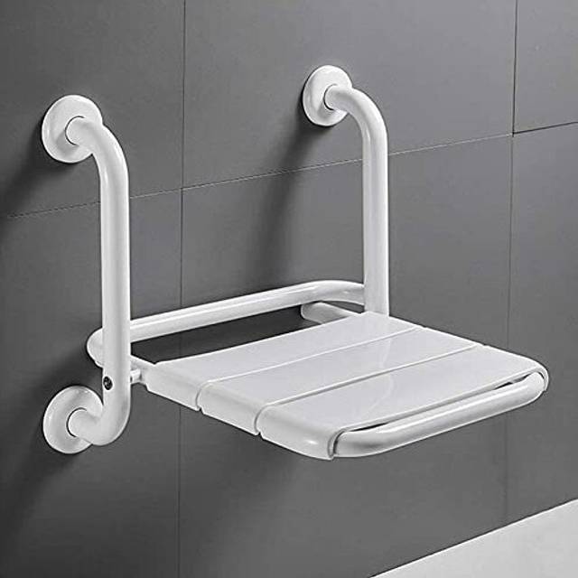 XWSM Folding Shower Chair with Armrest, Shower Seat Wall Mounted for Seniors, 2 in 1 Multifunctional Foldable Bathroom Shower Bench for Pregnant Woman