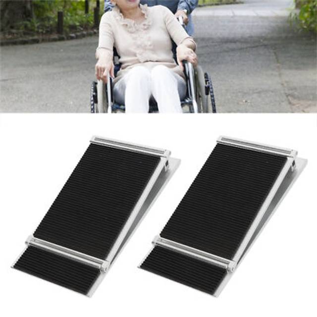 1 pair threshold ramp wheelchair entry aluminum alloy adjustable mobility ac gfl