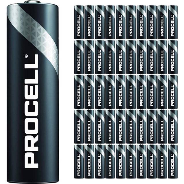 50 Pack - Duracell Procell AA Batteries | 1.5V Industrial Power Alkaline Battery | Home or Office Use | Car Air Freshener Promo Pack | Reliable Long
