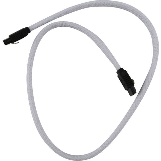 50CM SATA 3.0 III SATA3 7pin Data Cable 6Gb/s SSD Cables HDD Hard Disk Data Cord with Nylon Sleeved Premium Version(White)