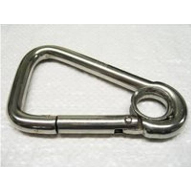 Stainless Steel Asymmetric Carbine Hook with Eyelet 11MM x 110MM (Wire Rope Karabiner Snap)
