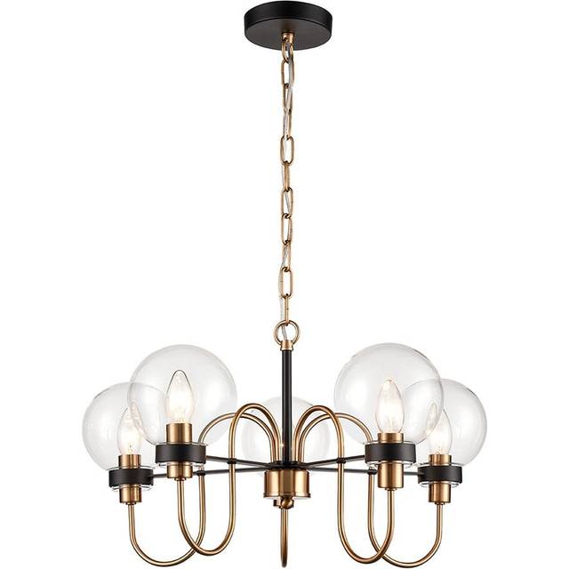 Franklite F2440-5 Equinox 5 Light Pendant Fitting (up) Black Gold