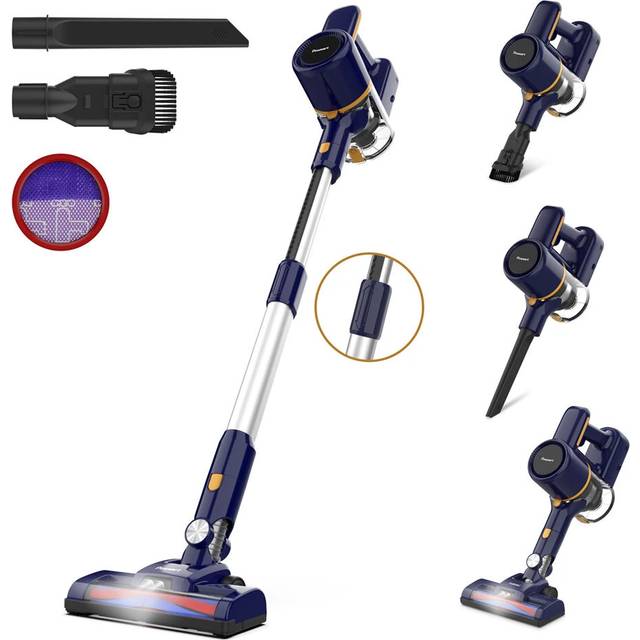 Powaert N7S Cordless Stick Vacuum, 6-Cell Battery, 99% HEPA Filter, LED Power Brush for Pet Hair, Carpet